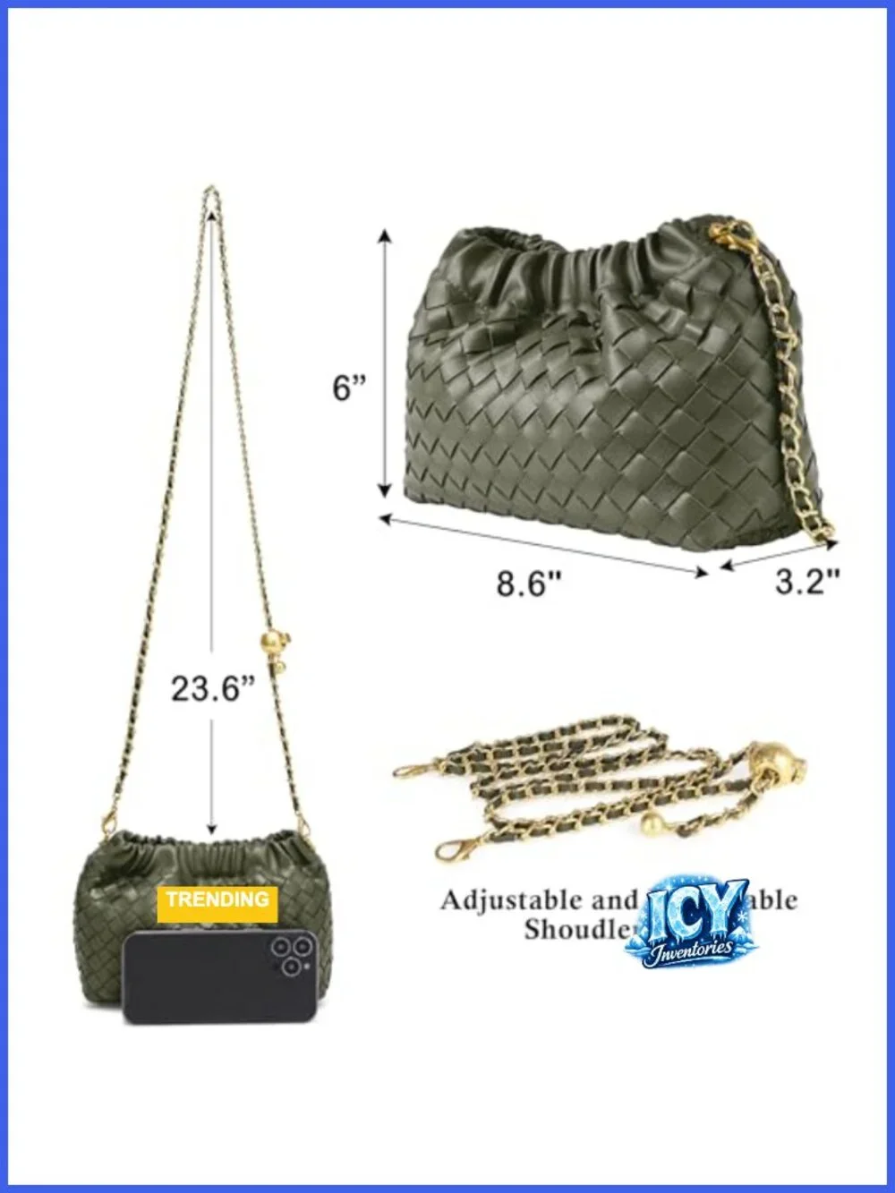 Woven Crossbody Bag & Evening Purse - Dumpling Clutch Hobo Shoulder Bag